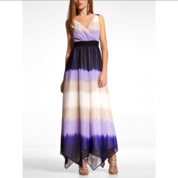 Express Maxi Dress Ombre Sleeveless V-Neck Stripes Small - Picture 1 of 6